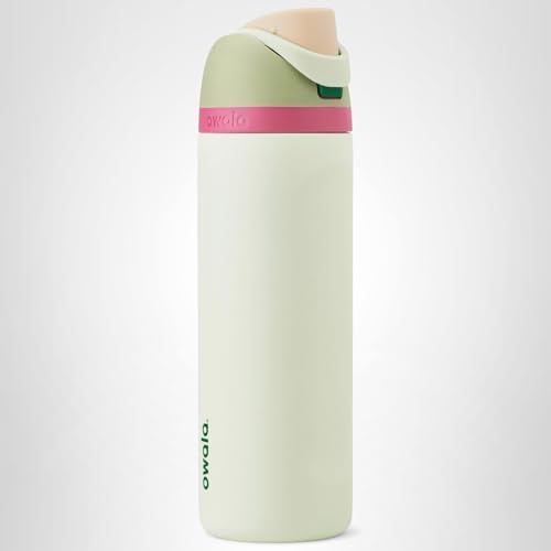Owala FreeSip Insulated Stainless Steel Water Bottle with Straw for Sports and Travel, BPA-Free Sports Water Bottle, 32 oz, Pink, Angel Food Cake