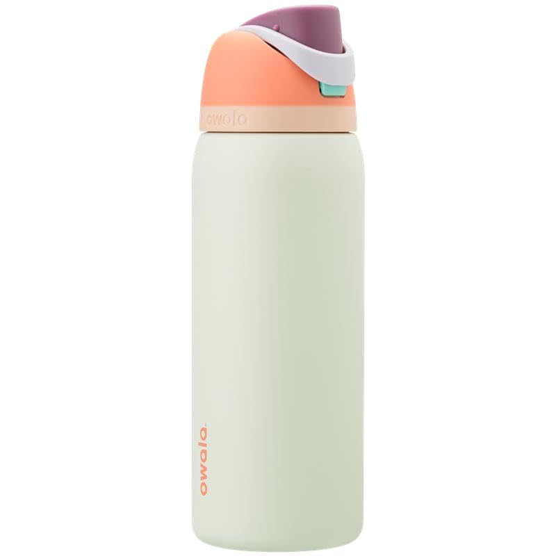 Owala FreeSip Insulated Stainless Steel Water Bottle with Straw for Sports and Travel, BPA-Free Sports Water Bottle, 32 oz, Pink, Angel Food Cake
