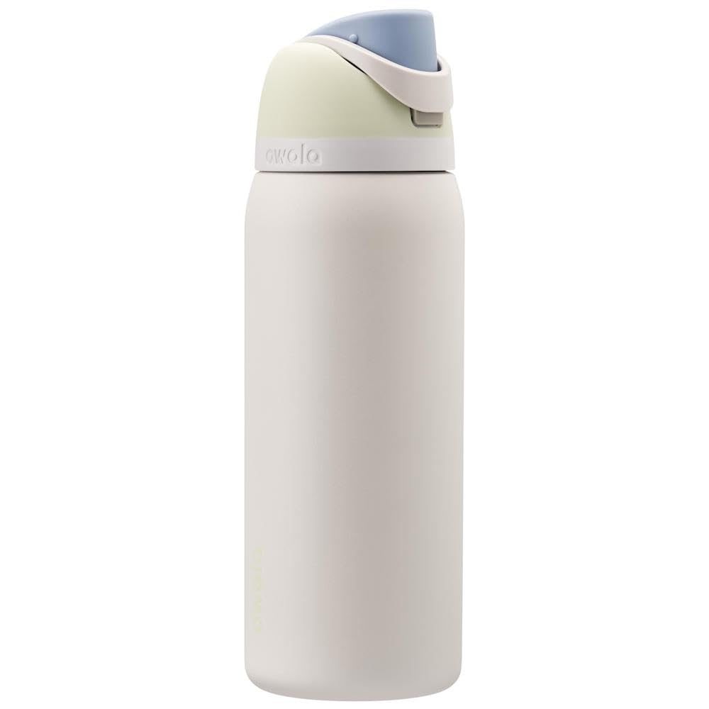 Owala FreeSip Insulated Stainless Steel Water Bottle with Straw for Sports and Travel, BPA-Free Sports Water Bottle, 32 oz, Pink, Angel Food Cake