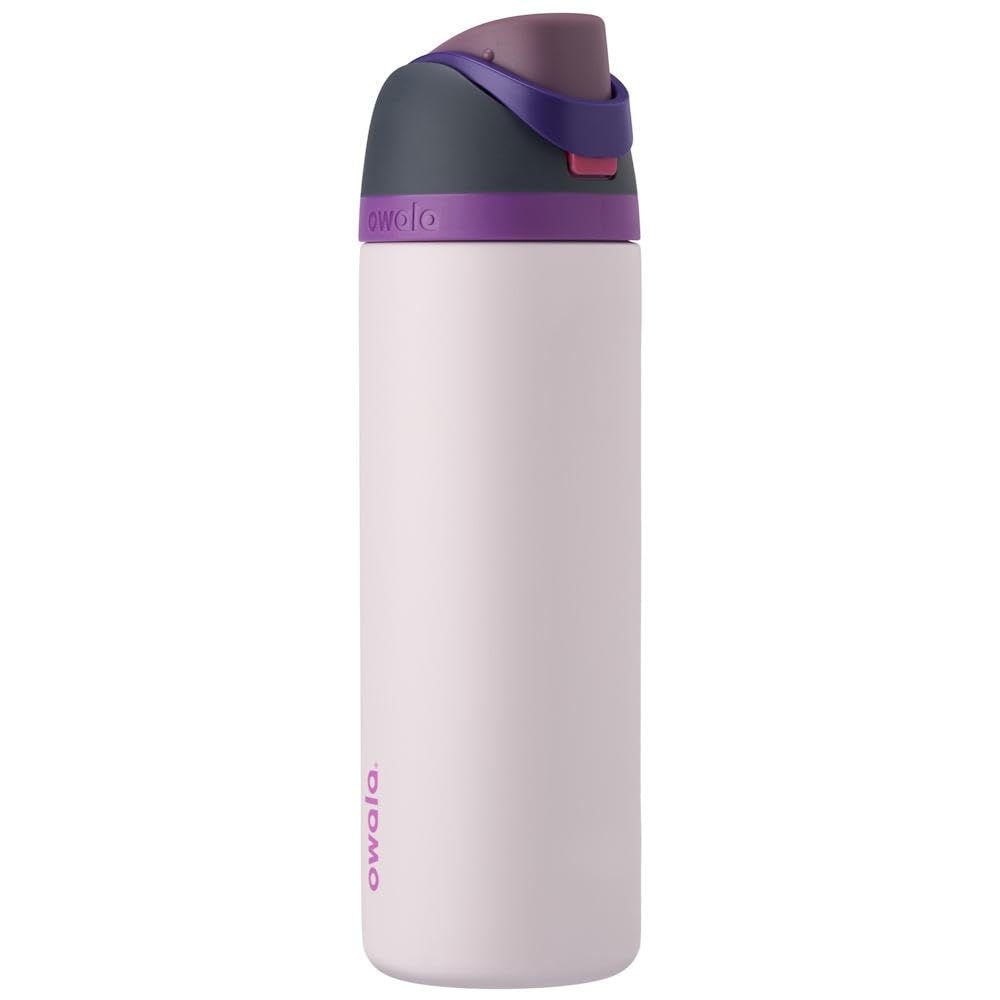 Owala FreeSip Insulated Stainless Steel Water Bottle with Straw for Sports and Travel, BPA-Free Sports Water Bottle, 32 oz, Pink, Angel Food Cake