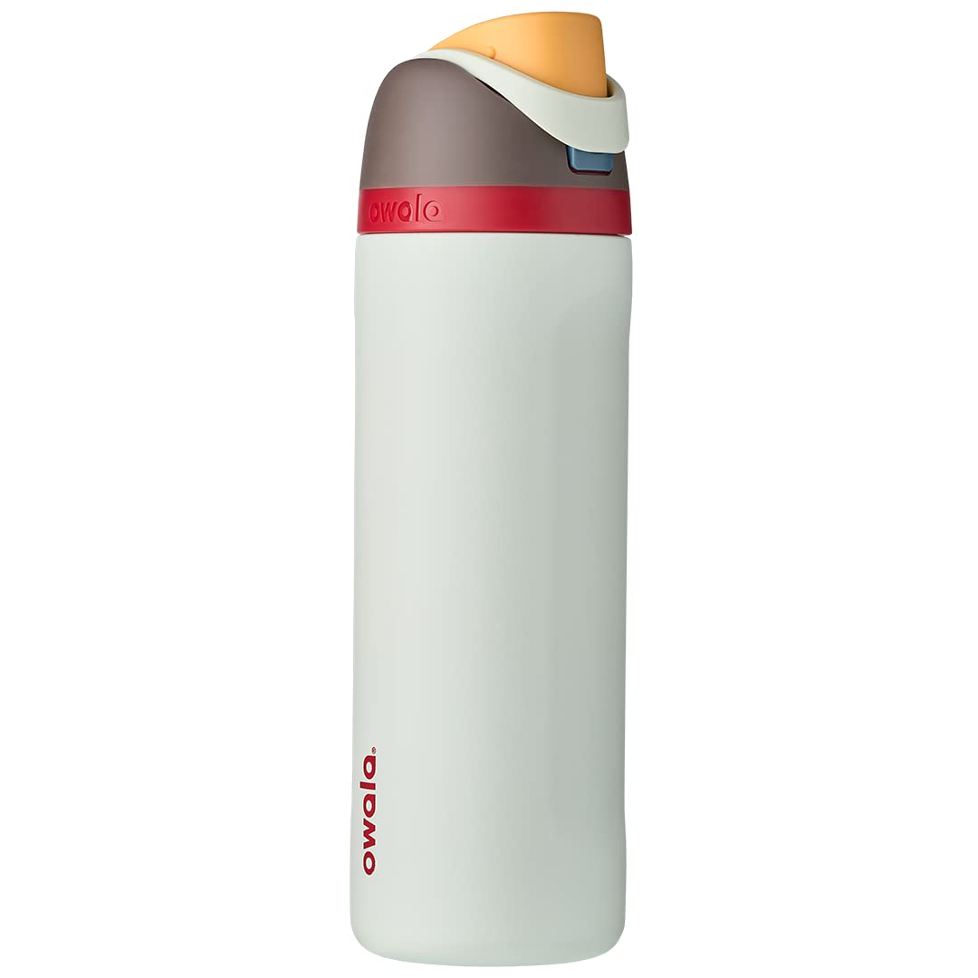 Owala FreeSip Insulated Stainless Steel Water Bottle with Straw for Sports and Travel, BPA-Free Sports Water Bottle, 32 oz, Pink, Angel Food Cake