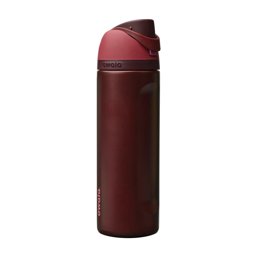 Owala FreeSip Insulated Stainless Steel Water Bottle with Straw for Sports and Travel, BPA-Free Sports Water Bottle, 32 oz, Pink, Angel Food Cake
