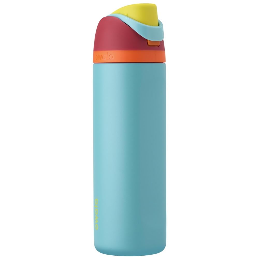 Owala FreeSip Insulated Stainless Steel Water Bottle with Straw for Sports and Travel, BPA-Free Sports Water Bottle, 32 oz, Pink, Angel Food Cake