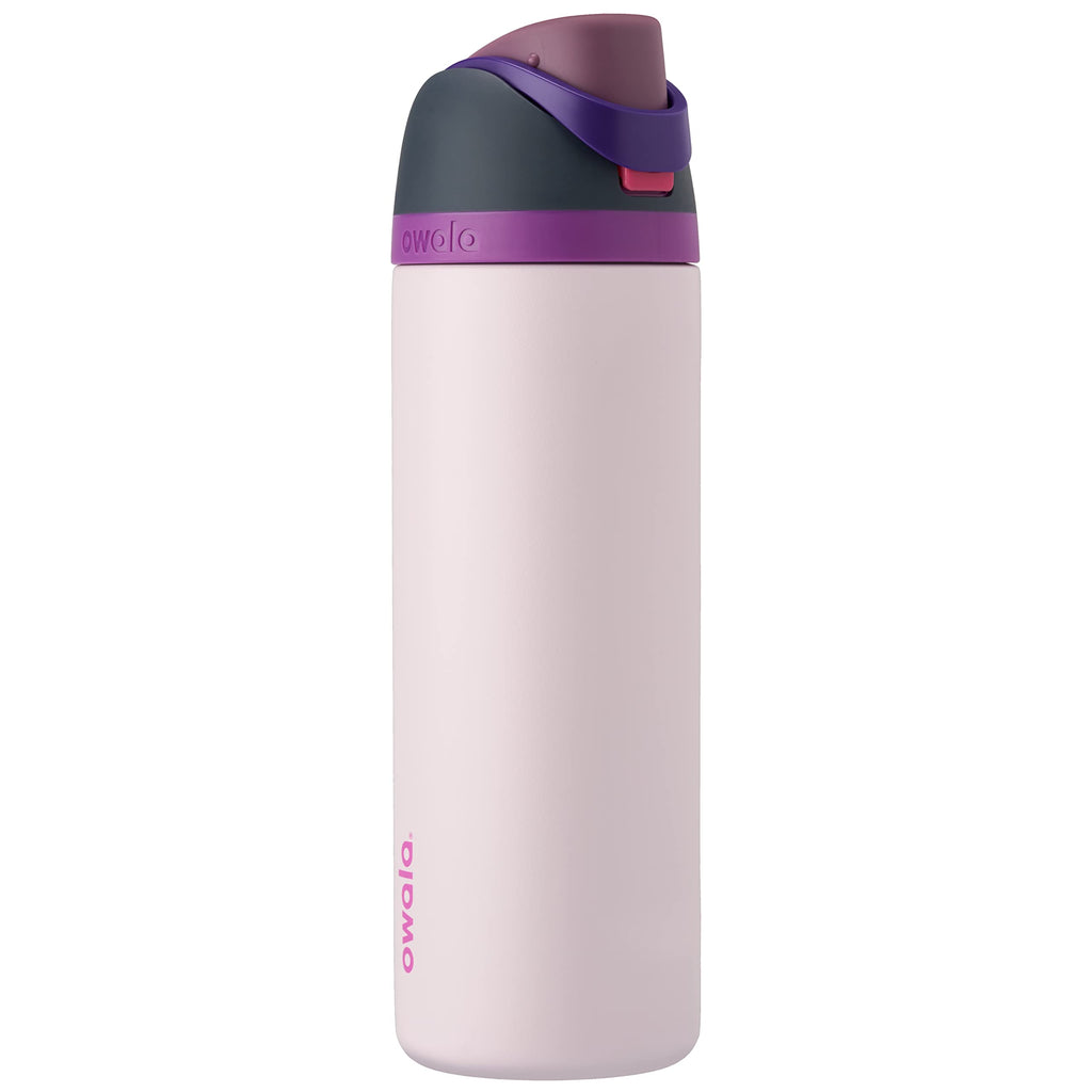 Owala FreeSip Insulated Stainless Steel Water Bottle with Straw for Sports and Travel, BPA-Free Sports Water Bottle, 32 oz, Pink, Angel Food Cake
