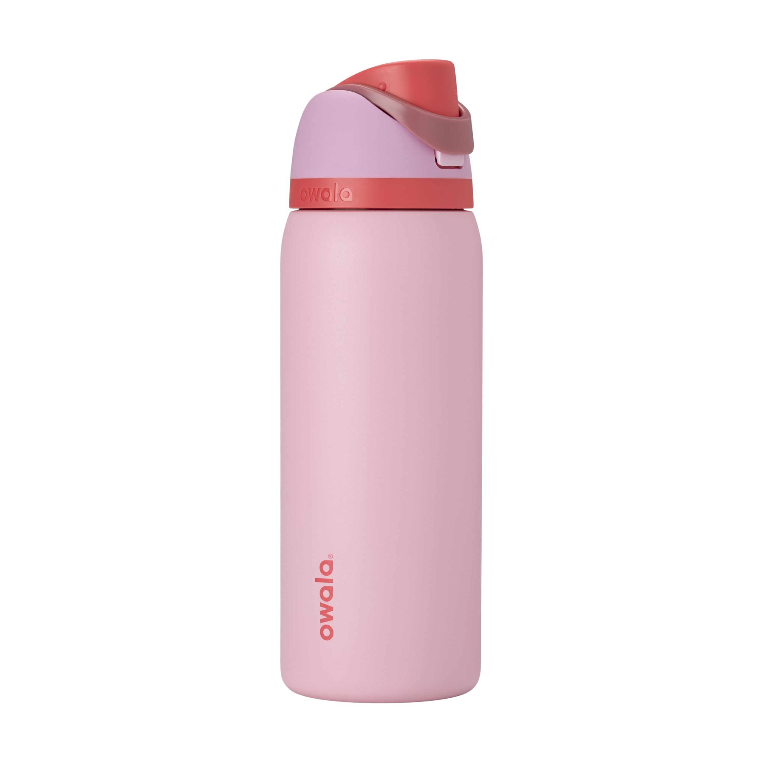 Owala FreeSip Insulated Stainless Steel Water Bottle with Straw for Sports and Travel, BPA-Free Sports Water Bottle, 32 oz, Pink, Angel Food Cake