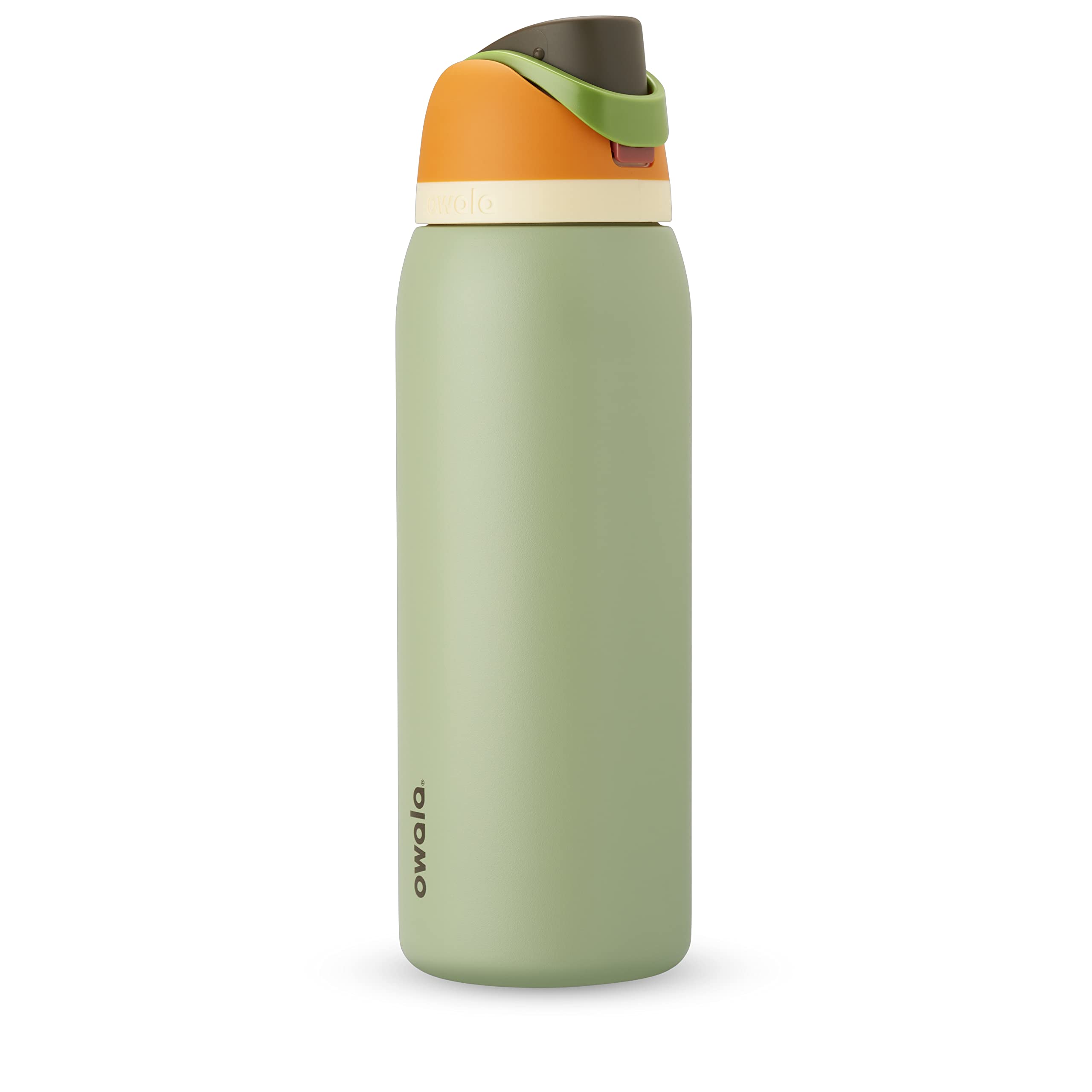Owala FreeSip Insulated Stainless Steel Water Bottle with Straw for Sports and Travel, BPA-Free Sports Water Bottle, 32 oz, Pink, Angel Food Cake