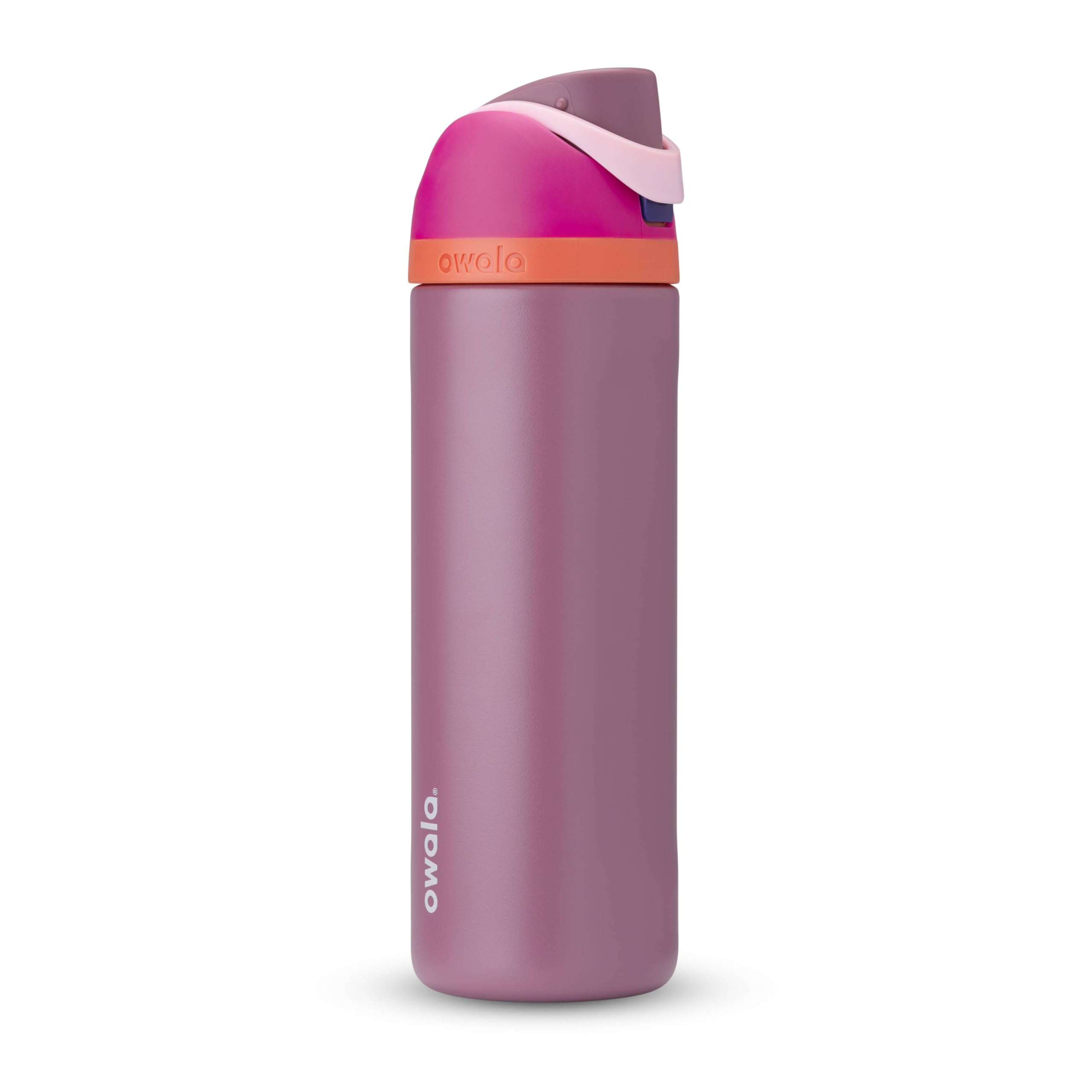 Owala FreeSip Insulated Stainless Steel Water Bottle with Straw for Sports and Travel, BPA-Free Sports Water Bottle, 32 oz, Pink, Angel Food Cake
