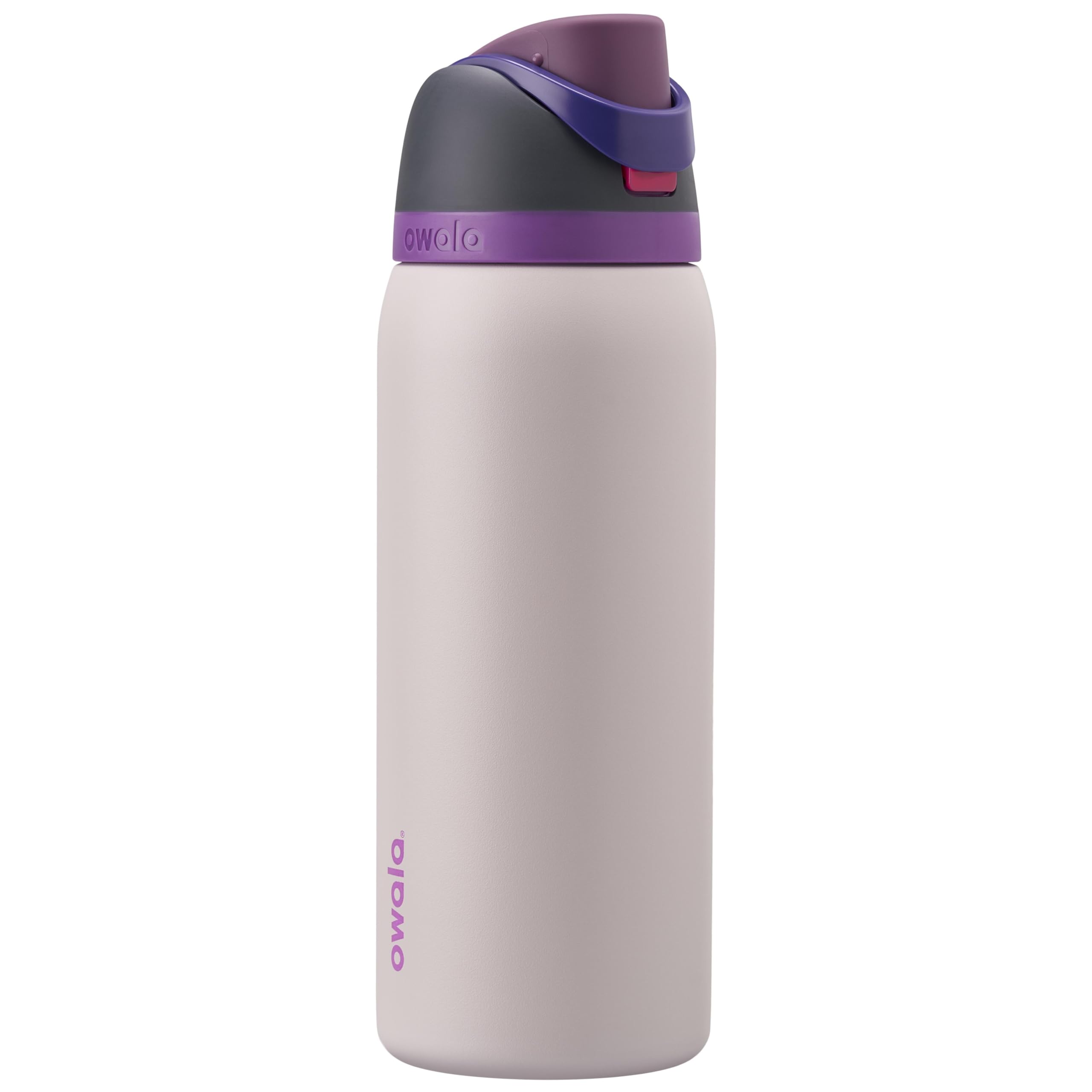 Owala FreeSip Insulated Stainless Steel Water Bottle with Straw for Sports and Travel, BPA-Free Sports Water Bottle, 32 oz, Pink, Angel Food Cake
