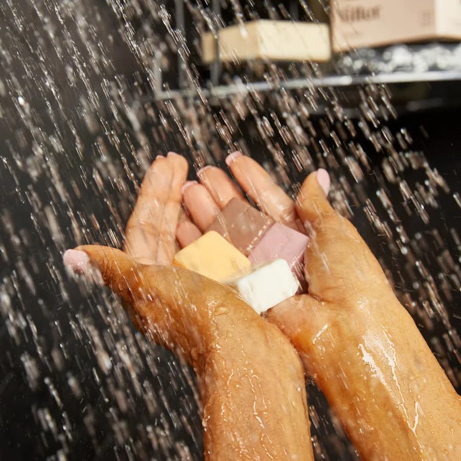 Kitsch Shampoo and Conditioner Set - 4pc Sampler Bars with Rice Water Shampoo and Conditioner, Castor Oil Shampoo & Coconut Oil Conditioner - Bottle-Free Beauty for Hair Growth, Repair & Moisture