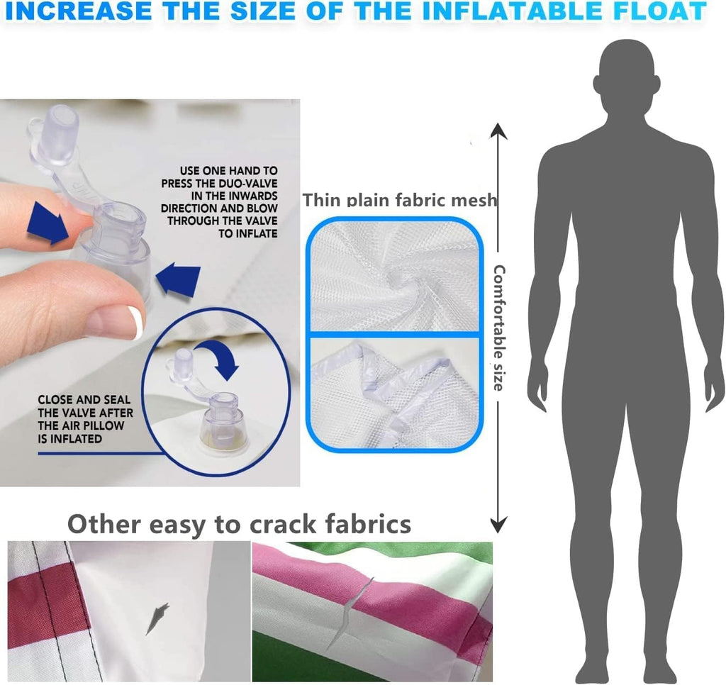 JUXIAO 5 Pack Upgrated XL Water Pool Floats, 4-in-1 (Hammock, Saddle, Lounge Chair, Drifter) Multi-Purpose Water Pool Float, Non-Stick PVC Material