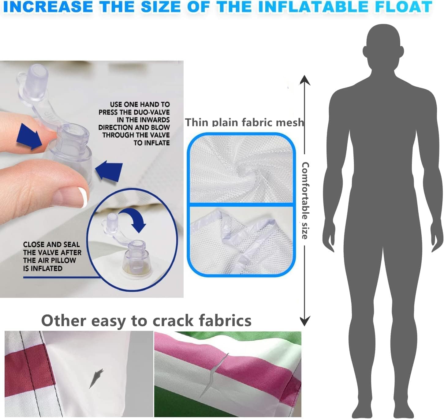 JUXIAO 5 Pack Upgrated XL Water Pool Floats, 4-in-1 (Hammock, Saddle, Lounge Chair, Drifter) Multi-Purpose Water Pool Float, Non-Stick PVC Material